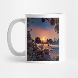 Nature's wonders: Sunset in the snow Mug